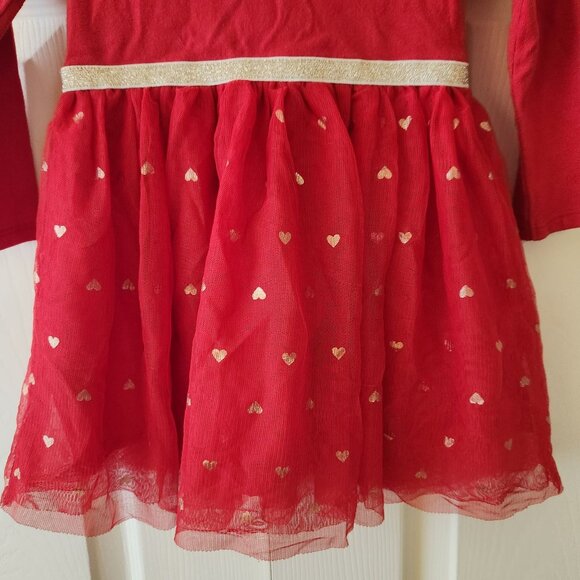 Cat and Jack Love Theme Red Long Sleeve Dress Glitter Print Hearts 2T - Picture 5 of 11